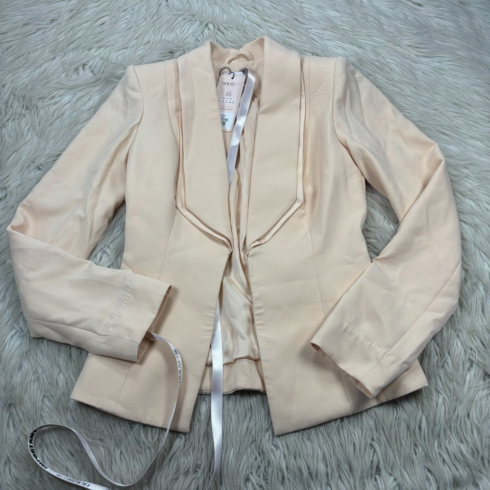 NWT House of CB London Women's XS Peach Drew Stretch Crepe Blazer